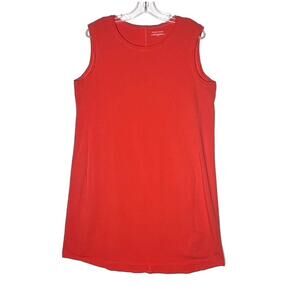 Eileen Fisher Scoopneck Knee Length Dress Sleeveless Jersey Knit Orange Large